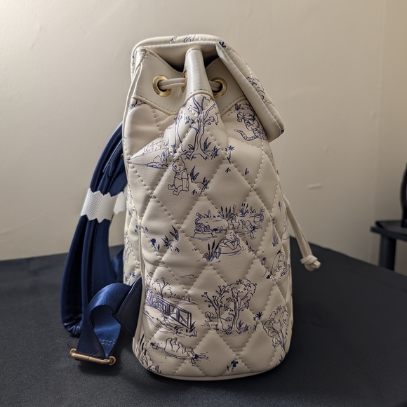 Quilted White and Blue Designer Backpack - Picture 3 of 8